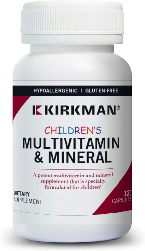 Kirkman - Çocuk Çokvitamin & Mineral Capsules - 120 Capsules - Potent Broad Spectrum Vitamin/Mineral Supplement - Coenzyme Q-10 - Yapay Renkler veya Flavors