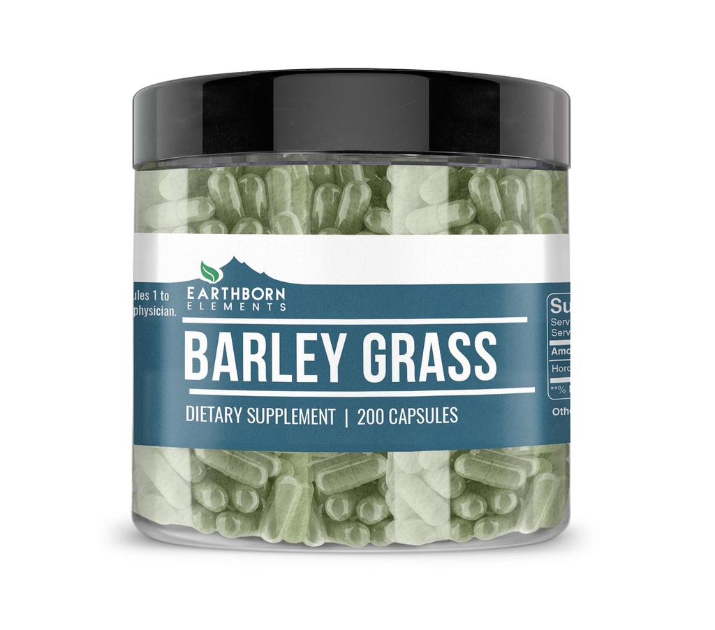Earthborn Elements Barley Grass 200 Capsules, Pure & Undiled, No Wordss