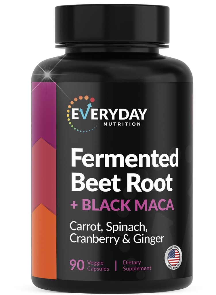 Organik Fermented Beet Root, Black Maca, Carrot, Spinach, Cranberry, Ginger | Kadınlar ve Erkekler için Genel Sağlık | ABD'de Yapılacaklar | 90 Veggie Capsules