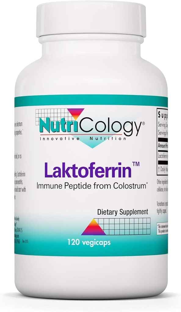 Nutricology Laktoferrin Supplement - Lactoferrin Supplements 350 mg, Bovine Colostrum, Immune Peptide, Iron Supplements, Vegicaps - 120