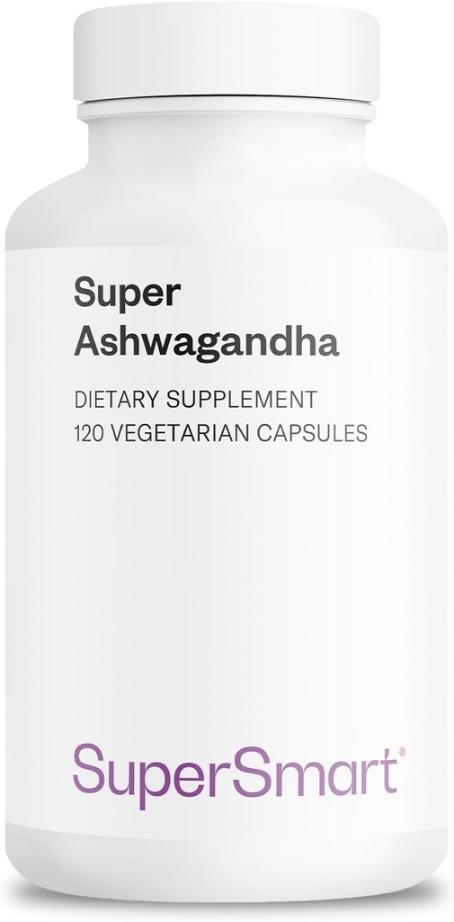 SuperSmart Super Ashwagandha günde 600 mg (Patented) - KSM-66 Ashwagandha - Yüksek Potency% 5 Withanolides | Non-GMO & Gluten Free - 120 Vegetarian Capsules