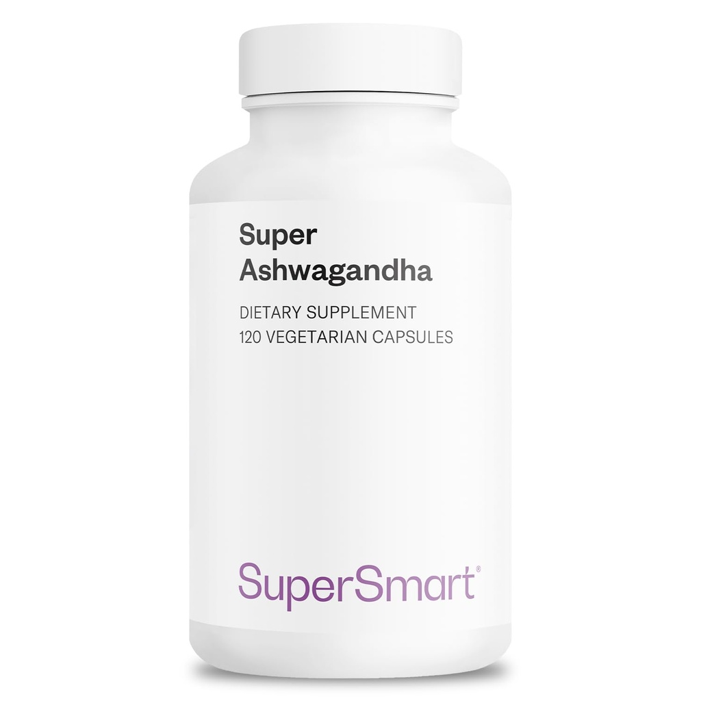 SuperSmart Super Ashwagandha günde 600 mg (Patented) - KSM-66 Ashwagandha - Yüksek Potency% 5 Withanolides | Non-GMO & Gluten Free - 120 Vegetarian Capsules