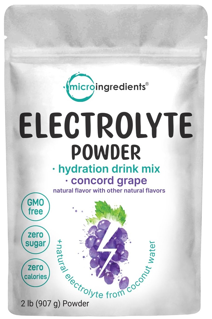 Micro Materialss Hydration Electrolyte Toz, 2 lb (139 Hizmet) | Concord Grape Flavor | High Properties P 1000 mg) + Coconut Water | No Sugar, Keto Friendly | Non-GMO