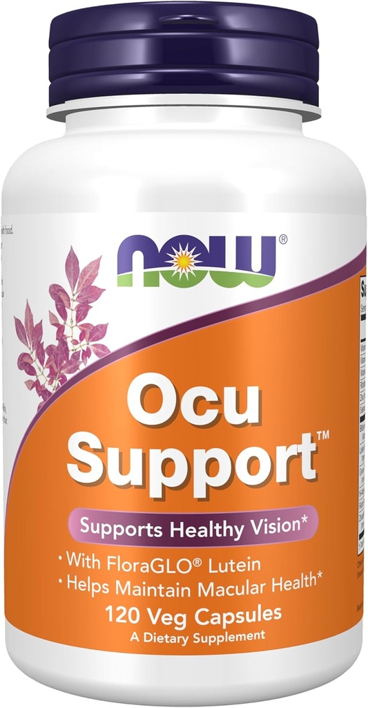 NOW Συμπληρώματα τροφίμων, Ocu SupportTM με FloraGLO® Λουτεΐνη, συν Βιταμίνες Α, C και Ε, κάψουλες 120 Veg