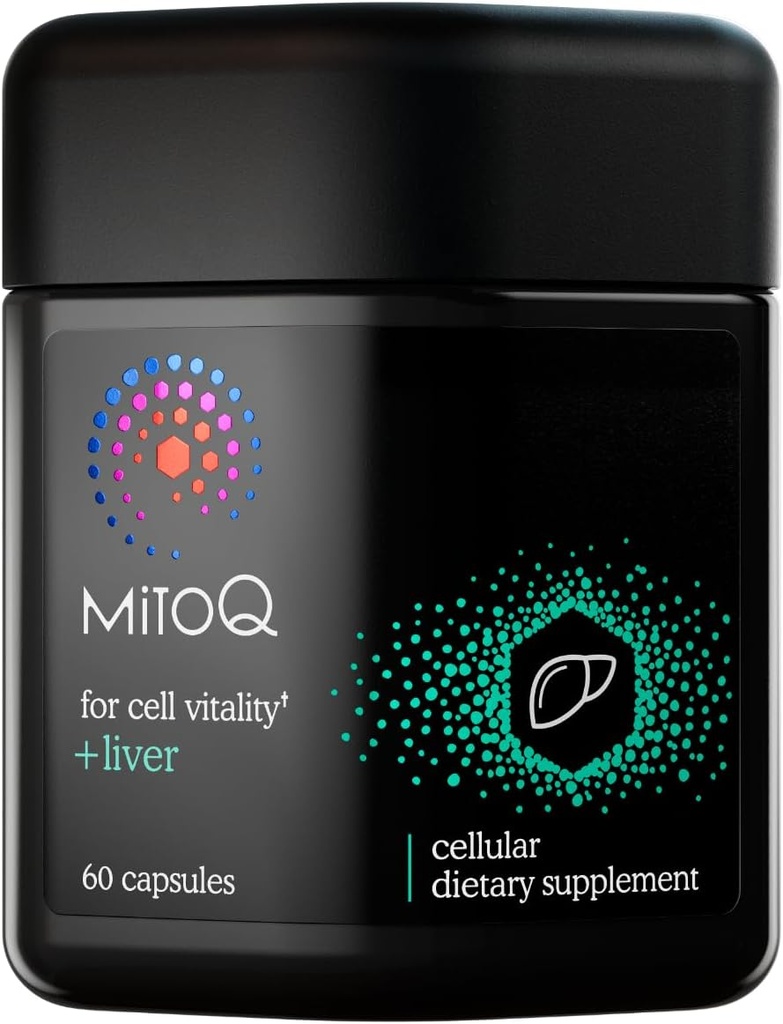 MitoQ +Liver Premium CoQ10 Antioksi - Contains Mitoquinol Mesylate, Choline, Milk Thistle, Selenium - Supports Metabolism, Liver Health, Body's Natural Detoxification & Cell Vitality (60 Capsules)