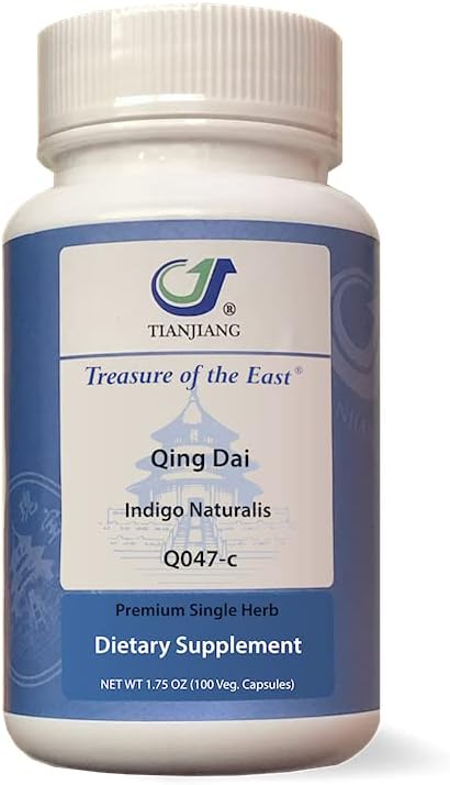 Doğu Hazinesi, Indigo - Qing Dai Capsules (1:1 Herbal alıntıları, 100 Capsules)