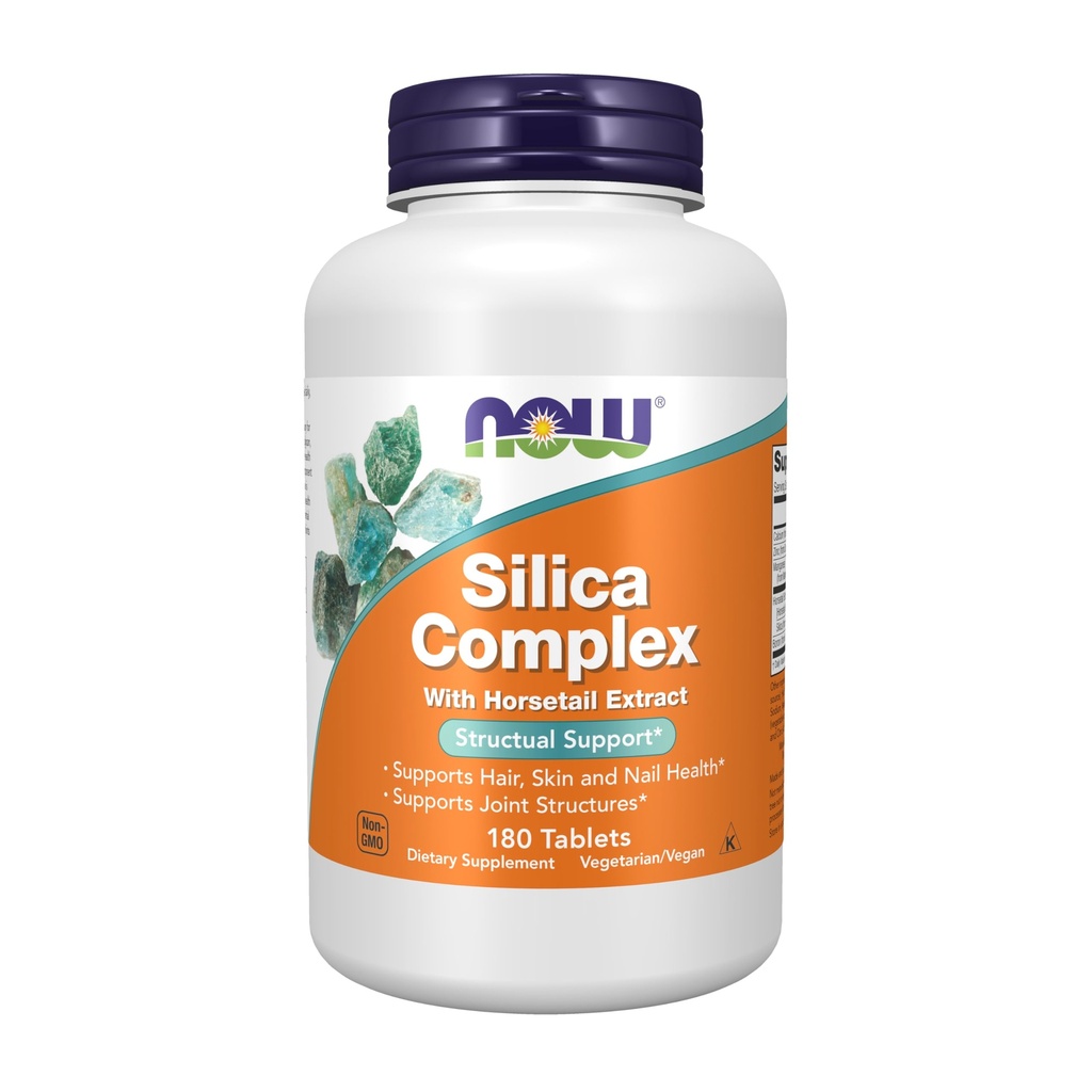NOW Συμπληρώματα τροφίμων, Silica Complex με εκχύλισμα αλογοουρά, υποστηρίζει τα μαλλιά, το δέρμα και την υγεία των νυχιών *, δομική υποστήριξη*, 180 δισκία