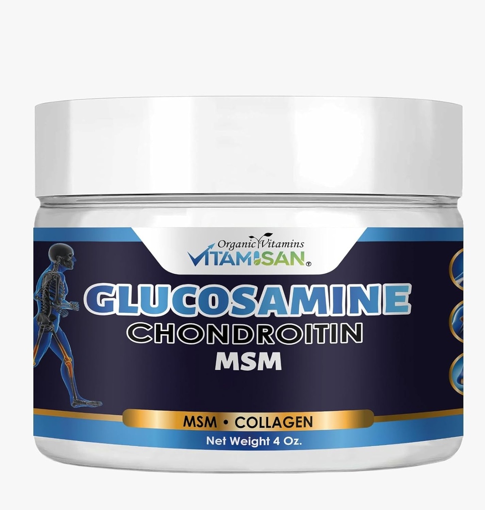 VITAMISAN Premium Organik Glucosamin & Chondroitin Cream with MSM, Arnica, & Collagen