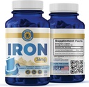 Demir Supplement – 36 mg Iron (Bisglycinate) | Yüksek Abhidrasyon, Stomachs | Vegan, Non-GMO | Supports Energy, Immune Health & Red Blood Cell Formation | 120 Capsules