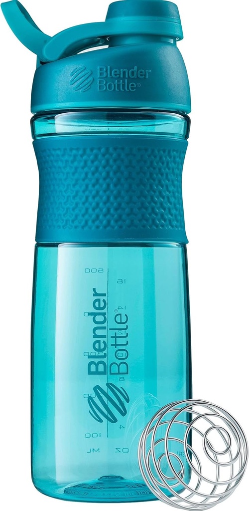 BlenderBottle SportMixer Shaker Şişe Protein Shakes ve Pre Workout, 28-Ounce, Teal