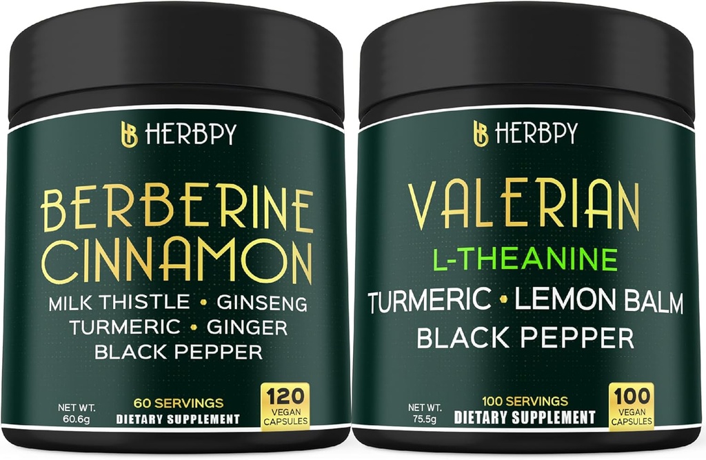Bundle 7in1 Berberine HCl 97% & 5in1 συμπλήρωμα ρίζας βαλεριάνας