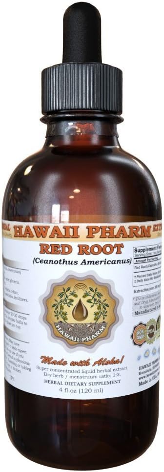 Red Root Liquid Extract, Red Root (Ceanothus Americanus) Tincture, Herbal Supplement, Hawaii Pharm, ABD'de Made, 2 fl.oz