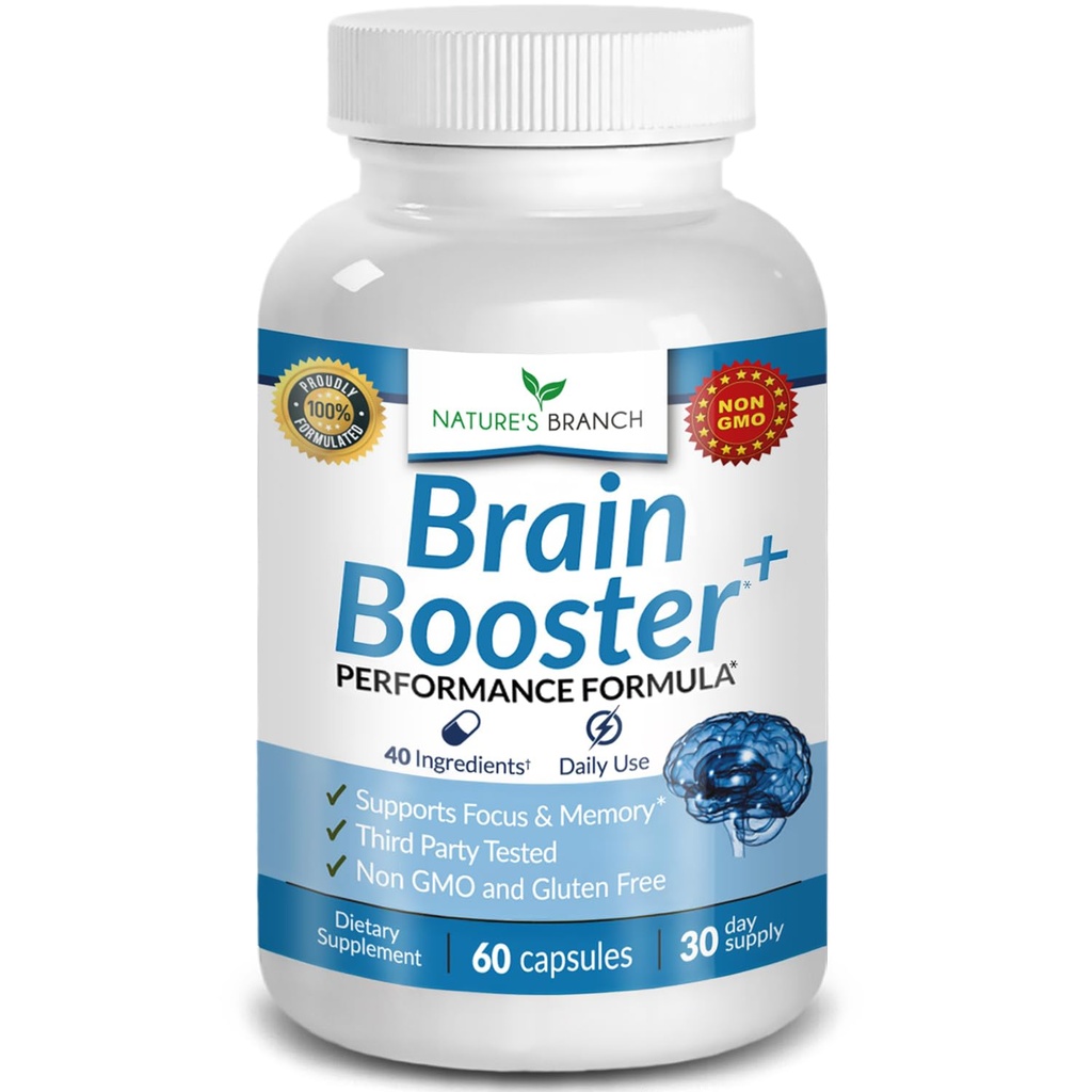 Focus, Memory, Clarity, Enerji | Gelişmiş Vitaminler Plus eBook | Erkekler ve Kadınlar için Bilişsel Fonksiyonl Nootropic Support with DMAE, Mind Health Formula | 60 Capsules