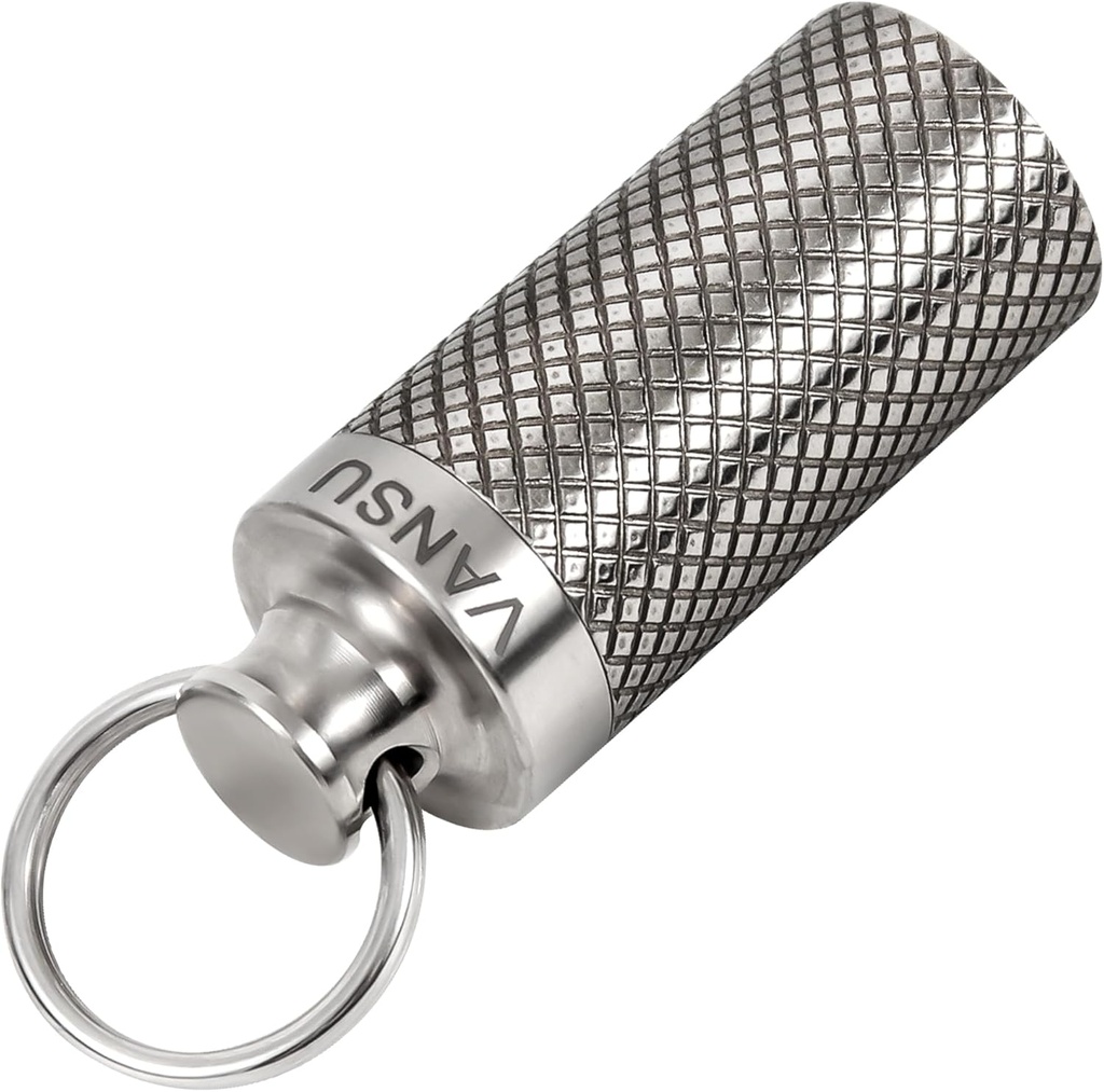 Titanium Waterproof Keychain Pill Holder Container,Portable Mini Size Pill Box Case for Outdoor Travel Camping