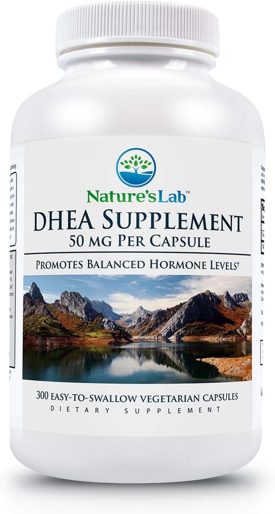 Nature's Lab DHEA 50 mg Supplement - Dengeli Hormon Seviyeleri, Sağlıklı Enerji ve Ruh Clarity* - 300 Capsules (10 Ay Supply)