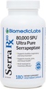 Serra-RX 80.000 SU Serrapeptase - Asit-Resstant Proteolytic Systemic Enzyme, Non-GMO, Gluten Free, Vegan, Supports Sinus & Lung Health, 180 Veg Capsules