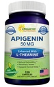 ASquared Beslenme Apigenin 50 mg & L-Theanine 200 mg - 120 Capsules - Apigenin Supplement Pills for Sleep and Relaxation - Natural Bioflavonoid Extract found in Chamomile Tea