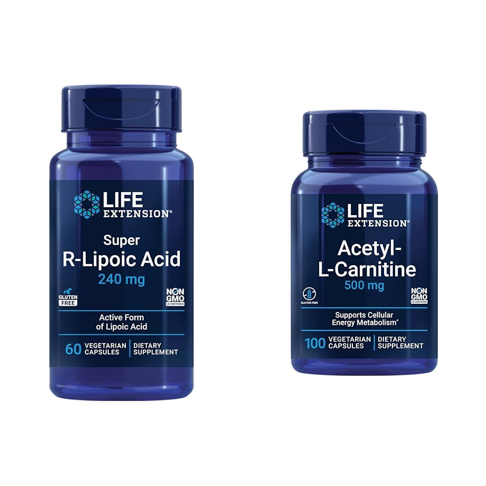 Life Extension Super R-Lipoic Acid 240 mg ve Acetyl-L-Carnitine 100 Capsules - Hücre Enerji ve Beyin Sağlığı