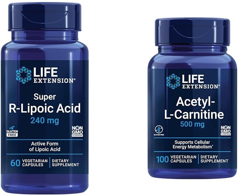 Life Extension Super R-Lipoic Acid 240 mg ve Acetyl-L-Carnitine 100 Capsules - Hücre Enerji ve Beyin Sağlığı