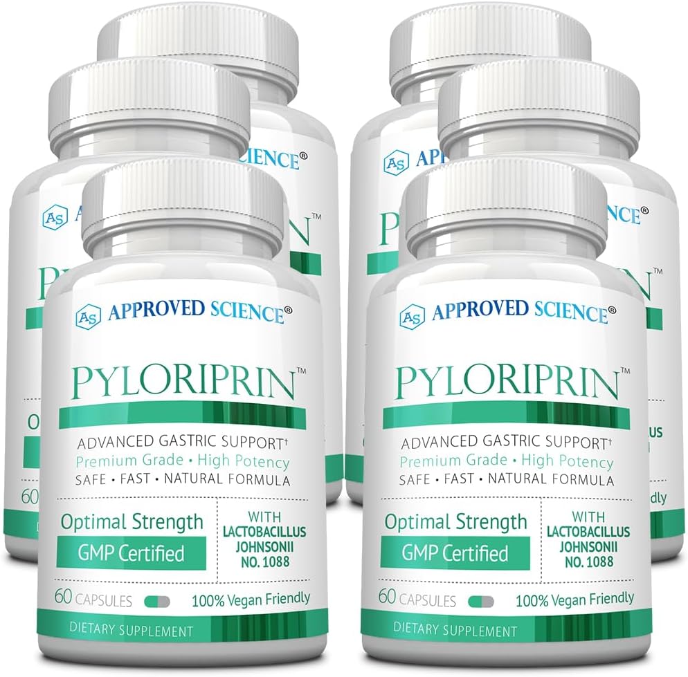 Εγκεκριμένη Επιστήμη Pyloriprin - Προηγμένη Digestive Υποστήριξη για ένα υγιές στομάχι - Ψευδάργυρος L-Καρνοσίνη, Προβιοτικό, Broccoli Sprout, Deglycyrrhized Licorice - 360 Κάψουλες - έξι Μήνες Προμήθεια - Vegan