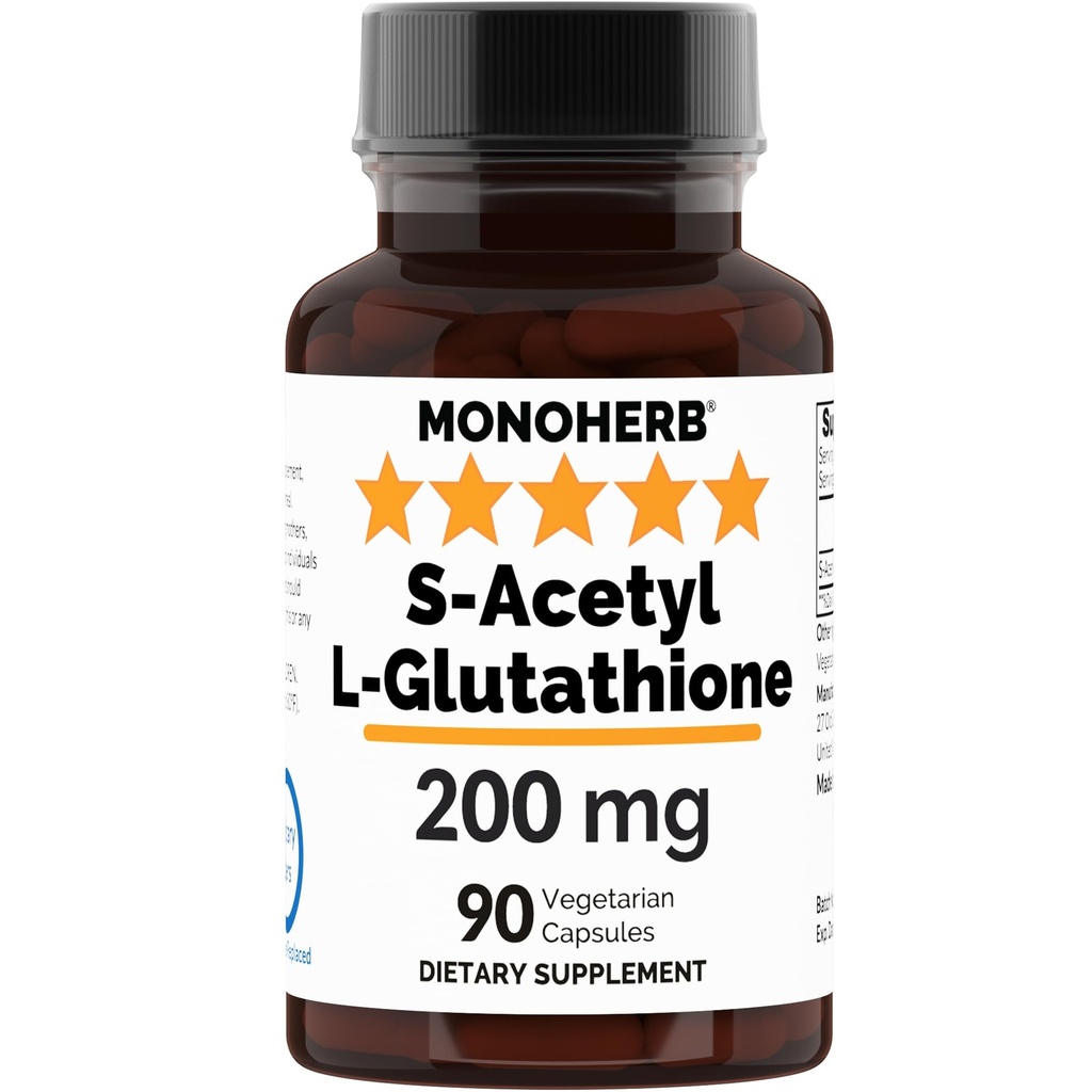 MONOHERB S- Acetyl L- γλουταθειόνη 200mg - 90 κάψουλες χορτοφάγων