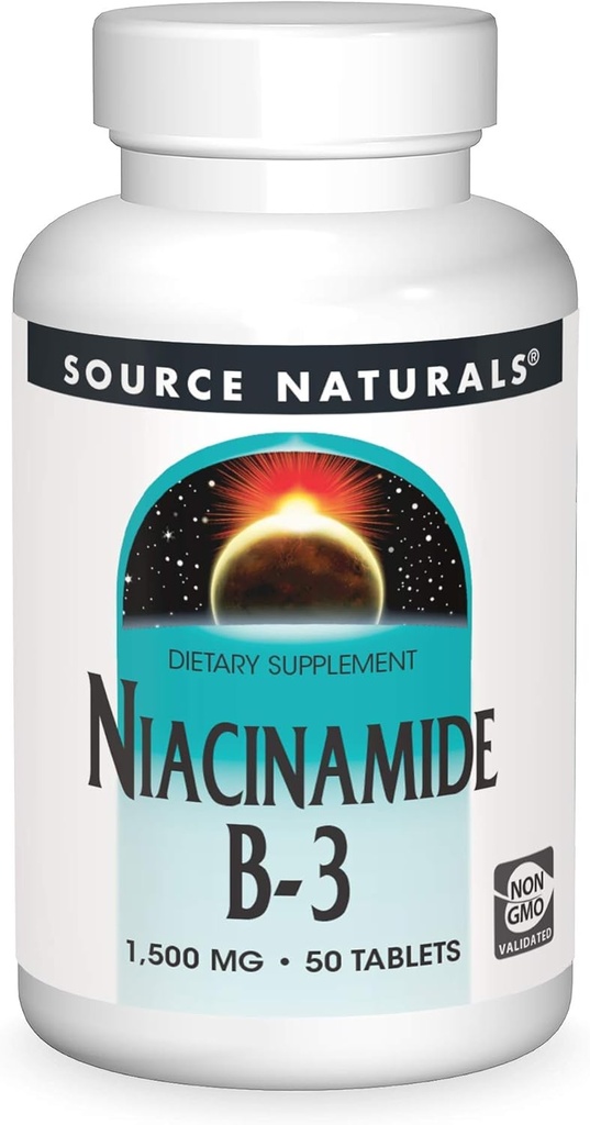 Source Naturals Niacinamid B-3, 1500 mg Diyetsel Supplement - 50 Tablet