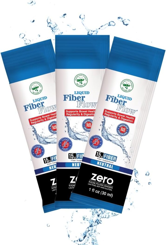 Beslenme Tasarımları Sıvı Fiber Flow Sugar-Free Prebiyotik Inulin Fiber Supplement, All Natural Bowel Regularity Drink for Health Intestinal Balance, 100 Packets