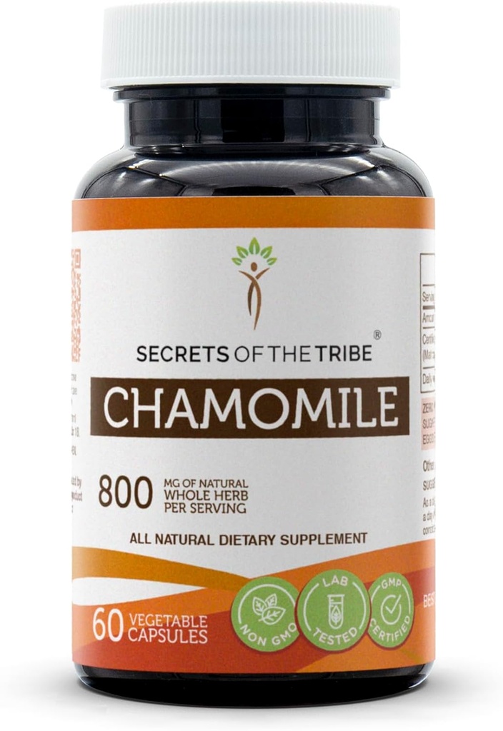 Tribe Chamomile 60 Capsules, 800 mg, Chamomile (Matricaria Recutita) kuru Çiçek (60 Capsules)