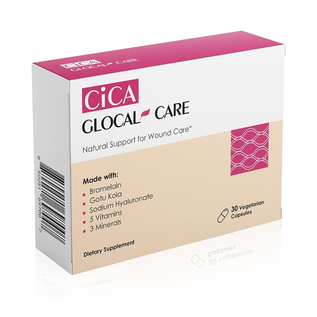 Cica GlocalCare - Klinik Olarak Yararlı Yaralar - Yara ve Kurtarma Desteğinde Yardımlar - Cerrahi, Yaralar, Korkunç Tedavi ve Bruising (30 Capsules)