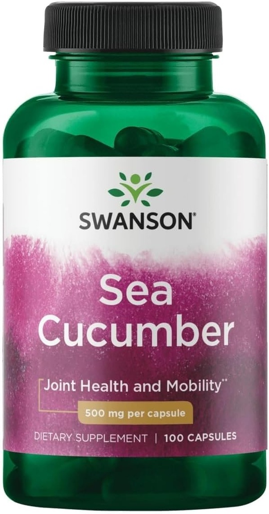 Swanson Sea Αγγούρι - Φυσικό συμπλήρωμα Προώθηση Κοινή Υποστήριξη Υγείας & Κινητικότητας - Υποστηρίζει Προστασία Καρτιού & Συνδετική Υγεία Ιστού - (100 Κάψουλες, 500mg Καθένα)