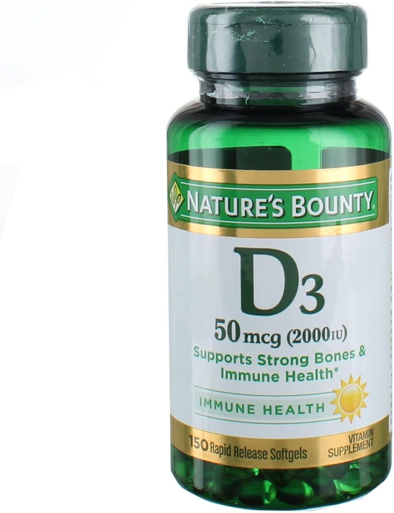 Nature's Bounty Vitamin D3 2000 IU Softgels 150 ea (Pack of 4)