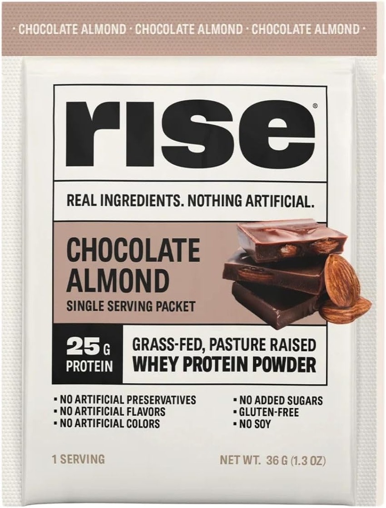 Rise-Fed Whey Protein Toz - Örnek Çikolata Almond | 25g Protein Yapay Flavors, Colors veya Preservatives - Sugar Free, Gluten-Free, Soy Free (Tek Hizmet)