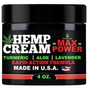 Hemp Cream-Doğal Premium Quality Hemp Oil-Instant Results-Premium Turemric-Made In USA-Lavender, Aloe, Kuru Skin-4 Ounce