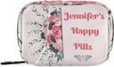 Özel Pill Box 7 Günlük Pill Case Bagiç Flower Personalized Name Travel Pill Organizer Bag with Surface Portable Weekly Case Compact Boyut for Vitamin Supplement Sahibi