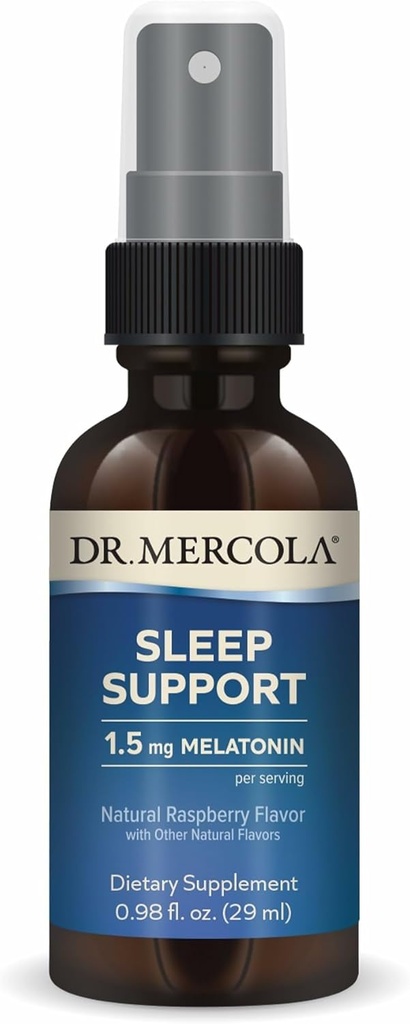 Dr. Mercola Sleep Support with Melatonin Spray - Supports Restful Sleep - Non-GMO, Gluten-Free & Soy-Free - Natural Raspberry Flavor - 0.98 fl oz (35 hizmet)