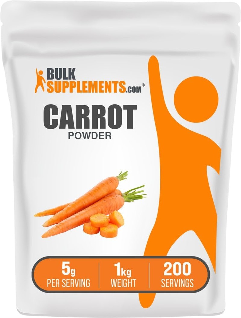 BulkSupplements.com Carrot Powder - Superfood Powder Supplement, Carrot Supplement - for Smoothies & Baking, Vegan & Gluten Free, 5g per Serving, 1kg (2.2 lbs) (Pack of 1)