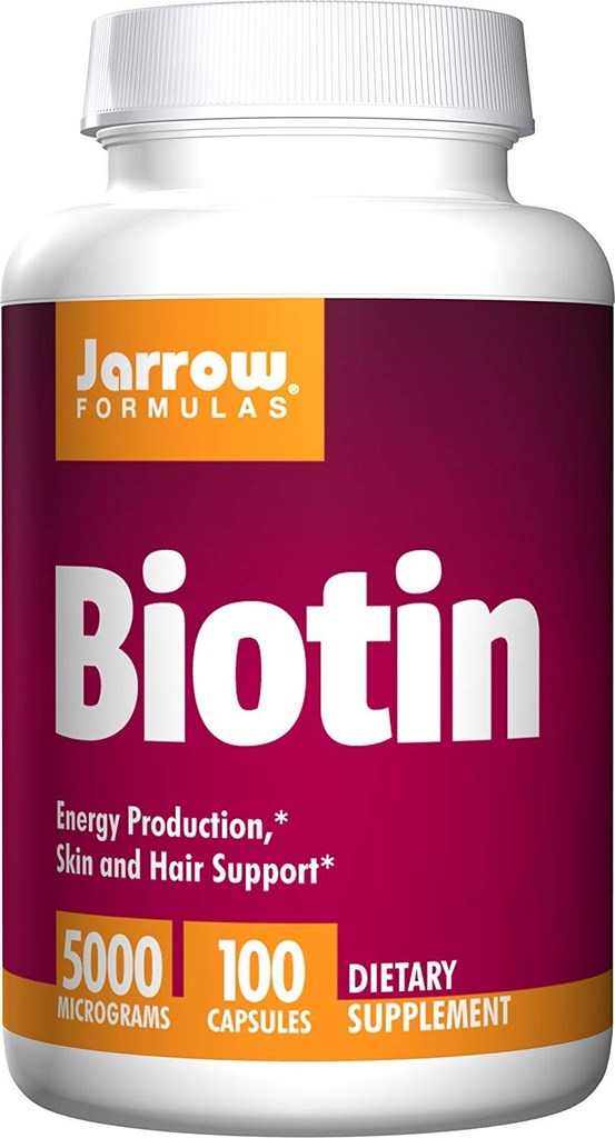 Jarrow Formulas Biotin 5000 mcg - 100 Veggie Caps, Pack of 2 - Supports Skin & Hair Growth, Lipid Metabolism & Energy Production (ATP) - 200 Toplam Hizmet