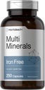 Horbäach Multi Minerals Supplement | 250 Capsules | Iron Free | Daily Mineral Kompleks for Men and Women | Non-GMO & Gluten Free