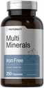 Horbäach Multi Minerals Supplement | 250 Capsules | Iron Free | Daily Mineral Kompleks for Men and Women | Non-GMO & Gluten Free