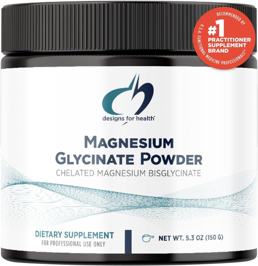 Designs for Health Magnesium Glycinate Powder - 300mg Powdered Chelated Magnesium Bisglycinate Supplement - Non-GMO Great-Tasting Drink Mix Add-in, Orange Flavor (30 Servings / 150g)