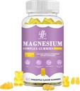 IATCHMME Magnezyum Glycinate Gummies with Magnezyum Malate, Taurate, Citrate, Pyum Kompleksi CoQ10,dis, Supports for Memory, Bone, Calm, Sleep, 60 Pineapple Gummies