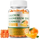 Ασβέστιο Μαγνήσιο Ψευδάργυρος Gummies με βιταμίνη D3 & K2 - Ζάχαρη Χωρίς Ασβέστιο Gummies για γυναίκες και άνδρες - Οστέινο & Ανοσοποιητικό Υποστήριξη - Μη ΓΤΟ, Χωρίς γλουτένη, Πορτοκαλί Γεύση - 60 Gummies