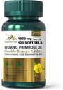 Primrose Oil (1500 mg) | Hormonal Balance & Skin Health (1 Şişe-120 Softgels-2mo Supply) | Non-GMO, Gluten-Free Free