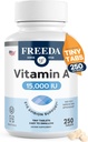 Freda Vitamin A 15.000 IU – Reτινύλιο Παλμιτικό – Vegan, Kosher, Χωρίς Ψάρια – Οφθαλμική, Όραση, Ανοσοποιητική & Δερματική Υποστήριξη – Μικροσκοπικά δισκία Easy- to- Swallow – VIT A Vitamina A Supplement – 250 Tablets