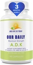 Daily Vites ADK Vitamin Supplement - Βιταμίνη Α, D3 & K (ως MK7) - Υποστήριξη Οστού & Ανοσοποιητικού Συστήματος - Βιταμίνες υψηλής ισχύος με μη ΓΤΟ Συστατικά - Χωρίς γλουτένη, Χωρίς σόγια κάψουλες λαχανικών