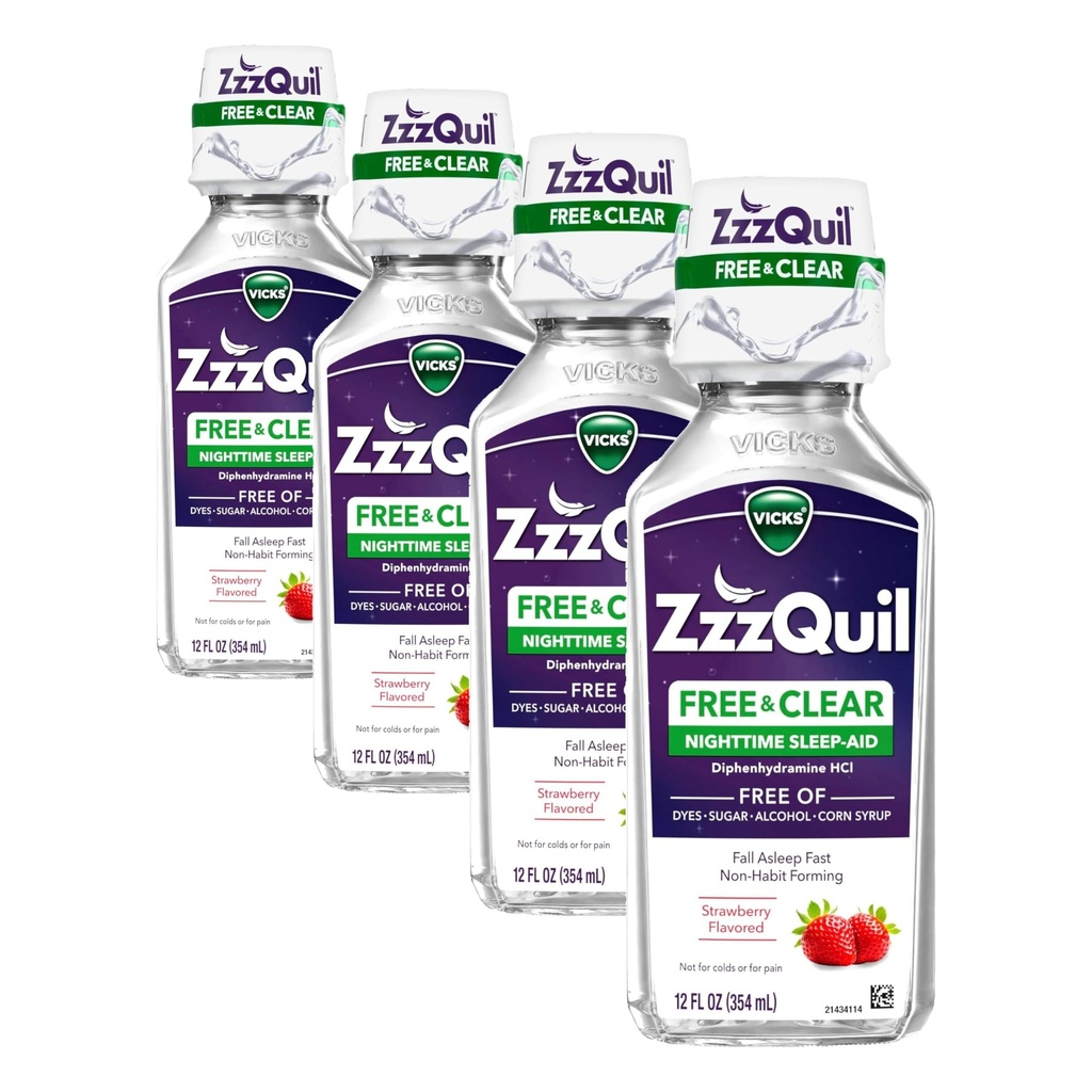 ZzzQuil, Nighttime Sleep Aid Liquid, Alkol & Yapay Dyes, 50 mg Diphenhydraminel HCl, No1 Sleep Aid Brand, Fall Asleep Fast, Non-Habit Form, Soothing Berry Flavor, 12 FL OZ (Pazarlama)