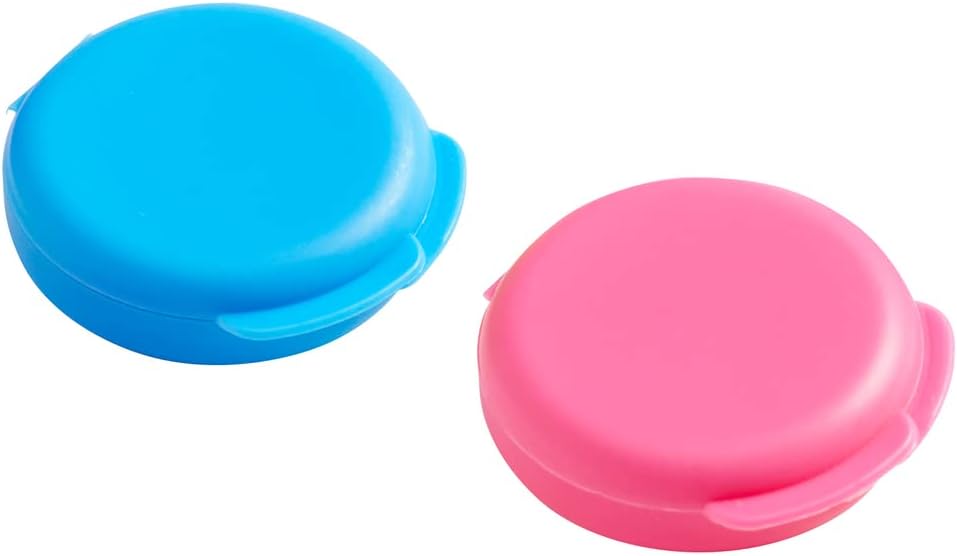 EZY DOSE Daily Round, Compact, Small, Discdrete, Portable On-The-Go Pocket Eczane, Pill Box, Organize ve Vitamin Konteynerleri, Snap Shut Lids, Travel Friendly, Blue & Pink, 2 Pack, Faraday Free