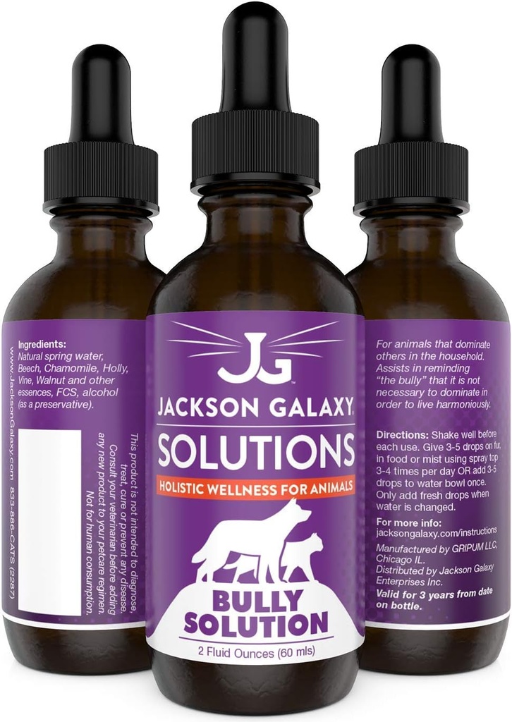 Jackson Galaxy: Bully Çözüm (2 oz.) - Pet Çözüm - Rahatlama ve Calmness - Buldik ve Hakimliği Destekleyebilir - Tüm Doğal Formula - Reiki Enerji
