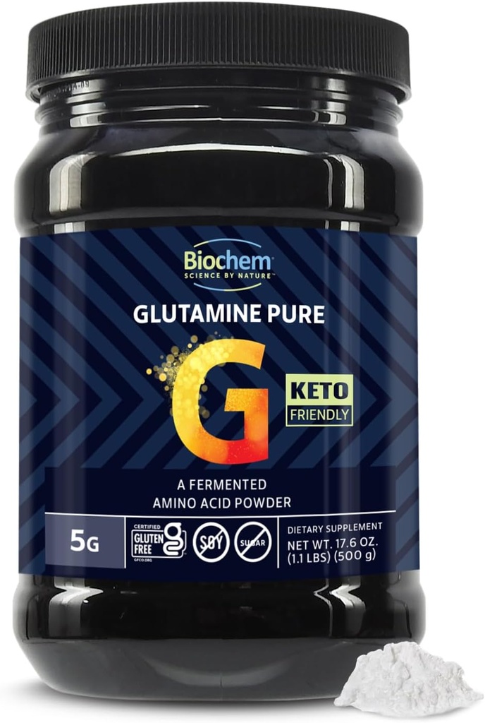 Biochem Glutamine Pure Toz - İlaç-Grade L-Glutamine for Post Workout Recovery - Vegan, Gluten-Free, Keto - Supports Muscle Tissue, Immune Health, Energy - 5g per Service, 17.6 ozz