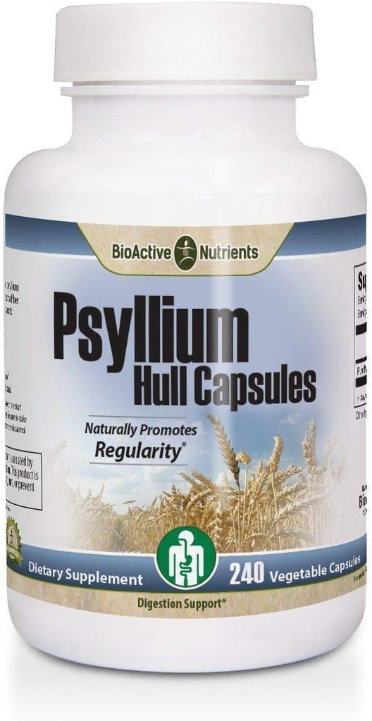 BIOACTIVE NUTRIENTS Psyllium Plus - 60 Caps - Sugar Free - Psyllium Husk Toz Fiber Capsules - Psyllium Husk Caps - Natural Fiber Supplement Supplement Supplement